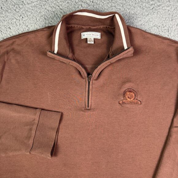 Peter Millar 1/4 Zip Pullover Mens XL Brown Ballen Isles Long Sleeve Sweatshirt - Picture 1 of 9